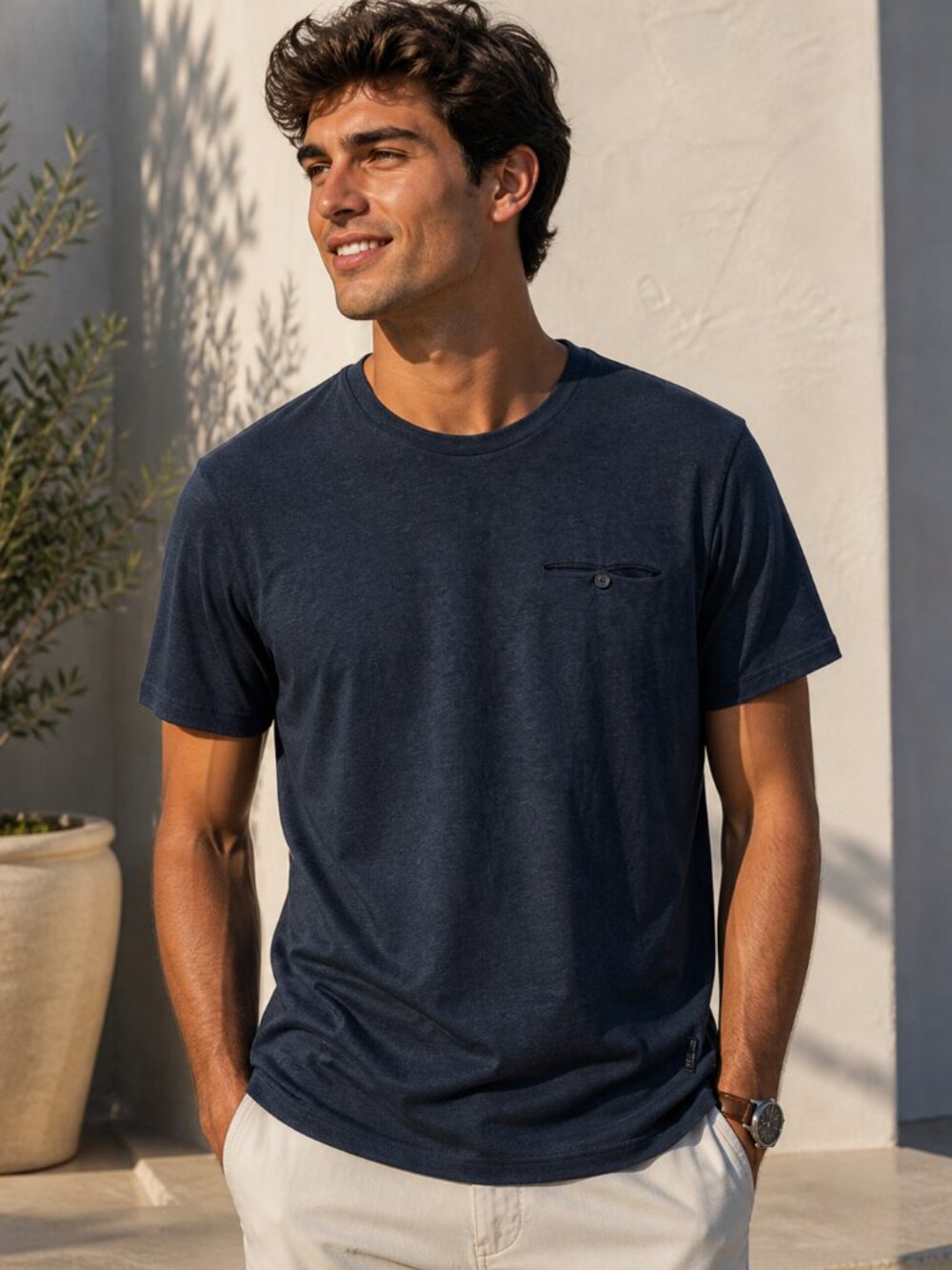 TED BAKER Tavros Short Sleeve Pocket Tee Size 4 L Blue Black Heathered Designer
